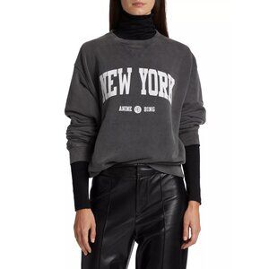 Anine Bing RAMONA SWEATSHIRT UNIVERSITY NEW YORK - WASHED BLACK